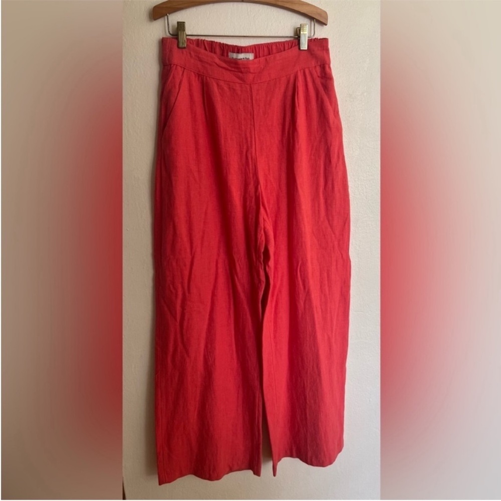 Abercrombie & Fitch Linen Orange Wide Leg Pants
